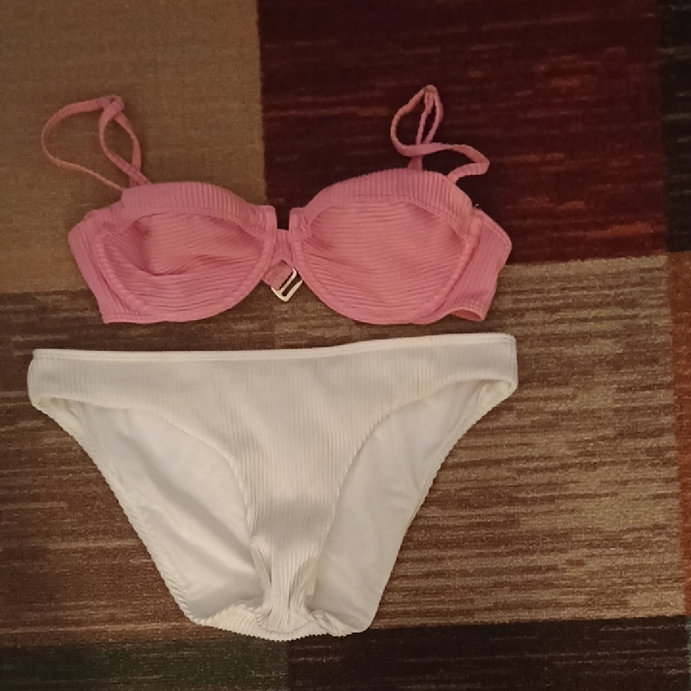 Pink and White Bikini Set